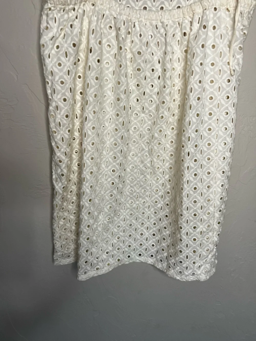 Vitamin A Cream Eyelet Spaghetti‎ Strap Mini Coverup Dress